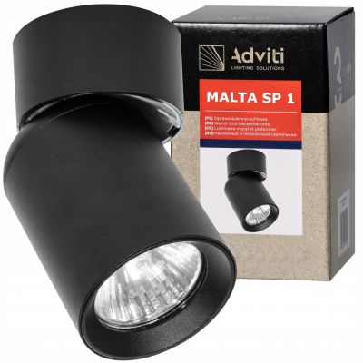 Oprawa ścienno-sufitowa MALTA SP 1 GU10 max. 12W IP20 czarna ORNO (AD-OP-6479BGU10)